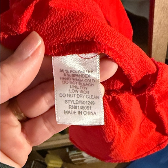 Vibrant Red Puff Sleeve Dress - Picture 3 of 7